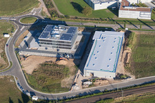 Aerial view of Industrial and commercial area Nord with ITK Engineering GmbH in Ruelzheim in the state Rhineland-Palatinate, Germany