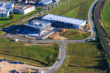 Oblique view of New building of ITK Engineering GmbH in Rülzheim in the state Rhineland-Palatinate, Germany