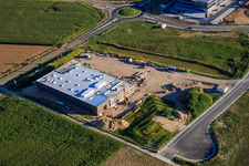 Aerial photograpy of New building for TRANSAC International Speditionsgesellschaft mbH in Rülzheim in the state Rhineland-Palatinate, Germany