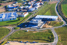 New building of ITK Engineering GmbH in Rülzheim in the state Rhineland-Palatinate, Germany from above