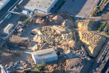 Oblique view of Building and production halls on the premises of Nolte Holzwerkstoff GmbH & Co. KG in Germersheim in the state Rhineland-Palatinate, Germany