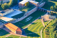 City Park Fronte Lamotte with Weissenburg Gate building and moat defense building in Germersheim in the state Rhineland-Palatinate, Germany