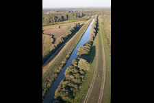 Aerial photograpy of Saalbach Canal in the district Rußheim in Dettenheim in the state Baden-Wuerttemberg, Germany
