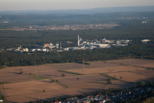 Aerial view of KFZ AKA KIT North in the district Leopoldshafen in Eggenstein-Leopoldshafen in the state Baden-Wuerttemberg, Germany