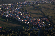 Drone recording of District Eggenstein in Eggenstein-Leopoldshafen in the state Baden-Wuerttemberg, Germany