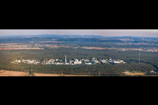 Panorama of KIT North from the west (former Karlsruhe Nuclear Research Center) in the district Leopoldshafen in Eggenstein-Leopoldshafen in the state Baden-Wuerttemberg, Germany