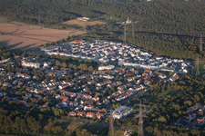 District Leopoldshafen in Eggenstein-Leopoldshafen in the state Baden-Wuerttemberg, Germany viewn from the air