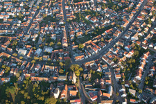 Aerial view of District Eggenstein in Eggenstein-Leopoldshafen in the state Baden-Wuerttemberg, Germany