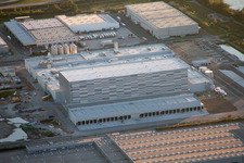 Oberwald industrial area in Wörth am Rhein in the state Rhineland-Palatinate, Germany from the drone perspective