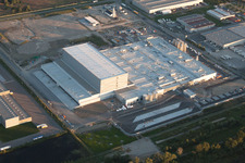 Aerial photograpy of Oberwald industrial area in Wörth am Rhein in the state Rhineland-Palatinate, Germany