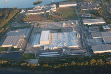 Oberwald industrial area in Wörth am Rhein in the state Rhineland-Palatinate, Germany from above