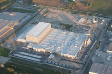 Oberwald industrial area in Wörth am Rhein in the state Rhineland-Palatinate, Germany seen from above