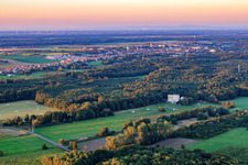 Aerial view of Hardtmühle in the Bienwald in Kandel in the state Rhineland-Palatinate, Germany