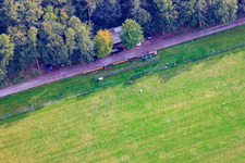 Aerial view of Model airfield of the model sports club Rülzheim eV in Rülzheim in the state Rhineland-Palatinate, Germany