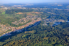 Aerial view of District from the west in Ispringen in the state Baden-Wuerttemberg, Germany