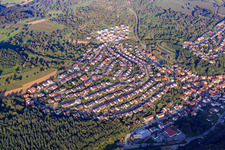 Aerial photograpy of District from the west in Ispringen in the state Baden-Wuerttemberg, Germany