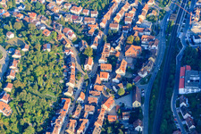 Lutherstraße with Siloah Church and Town Hall Ispringen in Ispringen in the state Baden-Wuerttemberg, Germany