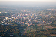 Bird's eye view of Turmberg in the district Durlach in Karlsruhe in the state Baden-Wuerttemberg, Germany