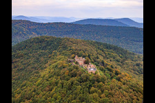 Aerial view of Madenburg in Eschbach in the state Rhineland-Palatinate, Germany