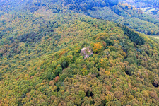 Aerial photograpy of Neukastell Castle Ruins in Leinsweiler in the state Rhineland-Palatinate, Germany