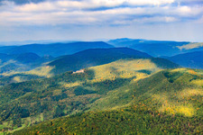 Aerial photograpy of Neuscharfeneck castle ruins from the south in Flemlingen in the state Rhineland-Palatinate, Germany