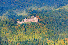 Oblique view of Neuscharfeneck Castle Ruins in Flemlingen in the state Rhineland-Palatinate, Germany