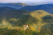 Neuscharfeneck Castle Ruins in Flemlingen in the state Rhineland-Palatinate, Germany from the plane