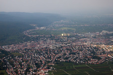 From the south in Neustadt an der Weinstraße in the state Rhineland-Palatinate, Germany from above