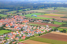 Aerial view of Village view from the southwest in Gommersheim in the state Rhineland-Palatinate, Germany