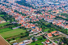 Oblique view of Kautzengasse in Lingenfeld in the state Rhineland-Palatinate, Germany