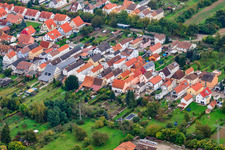 Aerial view of Obergartenstr in Lingenfeld in the state Rhineland-Palatinate, Germany