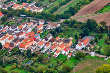 Aerial photograpy of Obergartenstr in Lingenfeld in the state Rhineland-Palatinate, Germany