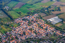 Aerial view of View of the town from the northwest in the district Sondernheim in Germersheim in the state Rhineland-Palatinate, Germany