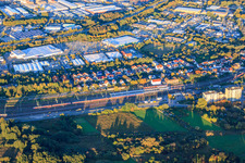 Mainzer Straße commercial area with Kaufland Germersheim, Globus hardware store Germersheim in Germersheim in the state Rhineland-Palatinate, Germany