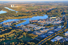 Port Germersheim with TRICOR Packaging Systems GmbH, Smurfit Westrock Wellpappe Südwest, Ardagh Group and Hanewald Spedition in Germersheim in the state Rhineland-Palatinate, Germany