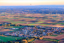 View from the north in front of the Offenbach wind farm in Ottersheim bei Landau in the state Rhineland-Palatinate, Germany