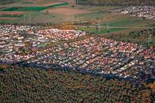 View of the town from the south in Rülzheim in the state Rhineland-Palatinate, Germany