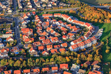 Aerial photograpy of Helmut Braun Ring in Rülzheim in the state Rhineland-Palatinate, Germany