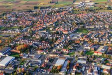 Aerial view of View of the town from the south in Rülzheim in the state Rhineland-Palatinate, Germany