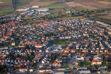 Aerial photograpy of City view from the south in Rülzheim in the state Rhineland-Palatinate, Germany