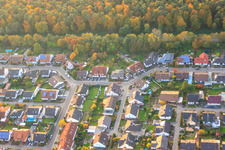 Bird's eye view of Südring x Pfarrer-Löser-Straße in Rülzheim in the state Rhineland-Palatinate, Germany