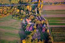 Aerial view of Ziegelei district with Hellmann carpentry in Kuhardt in the state Rhineland-Palatinate, Germany