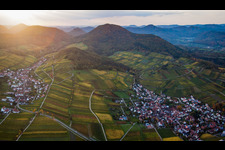 Sunset at Kastanienbusch to Ranschbach in Birkweiler in the state Rhineland-Palatinate, Germany