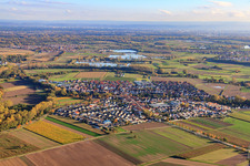 Village view from the northwest in Kuhardt in the state Rhineland-Palatinate, Germany from above