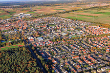 Aerial photograpy of Gutenbergstr in Rülzheim in the state Rhineland-Palatinate, Germany