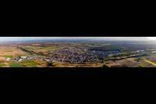 Panoramic perspective Town View of the streets and houses of the residential areas in Ruelzheim in the state Rhineland-Palatinate, Germany