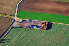 Aerial photograpy of Wind turbine foundations in Offenbach an der Queich in the state Rhineland-Palatinate, Germany