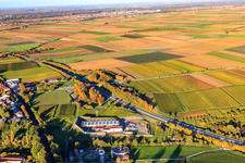 Geothermal power plant in Insheim in the state Rhineland-Palatinate, Germany seen from above