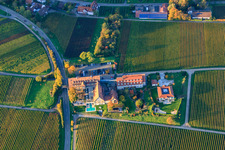 Drone recording of Hotel Leinsweiler Courtyard in Leinsweiler in the state Rhineland-Palatinate, Germany