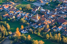 Aerial photograpy of Protestant Church Mühlhofen in the district Mühlhofen in Billigheim-Ingenheim in the state Rhineland-Palatinate, Germany
